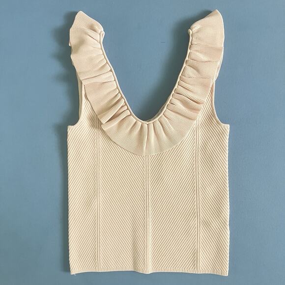 NWT Ted Baker London Samaha Ruffle Neck Light Pink Knit Sleeveless Sweater - Picture 5 of 7